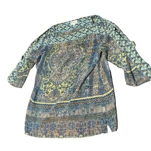 Hope Spring Women XL Blouse Top Sheer Floral Boho Open Shoulder Sleeve Spring